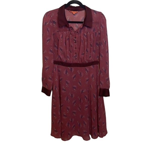 Modcloth Just My Typist Pleated Chiffon Mauve /
Plum Long Sleeve Dress - Picture 3 of 6